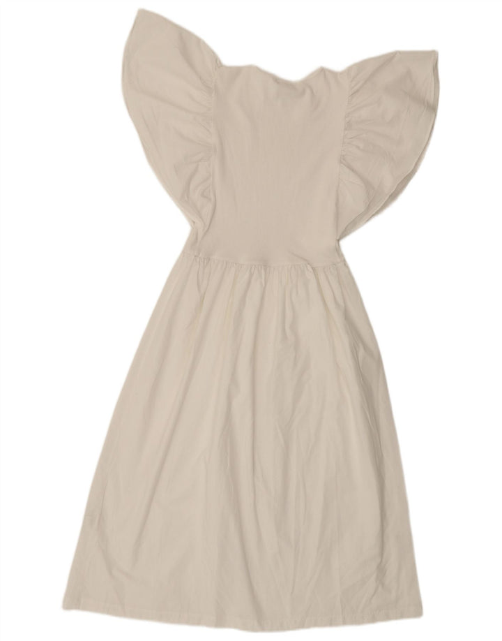 Abito a trapezio da donna Zara a pipistrello UK 8 piccolo in poliestere bianco sporco