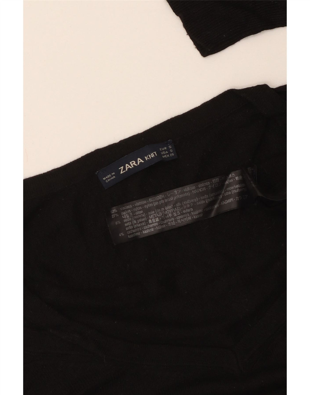 Maglione ZARA da donna oversize con scollo a V UK 10 piccolo in viscosa nera