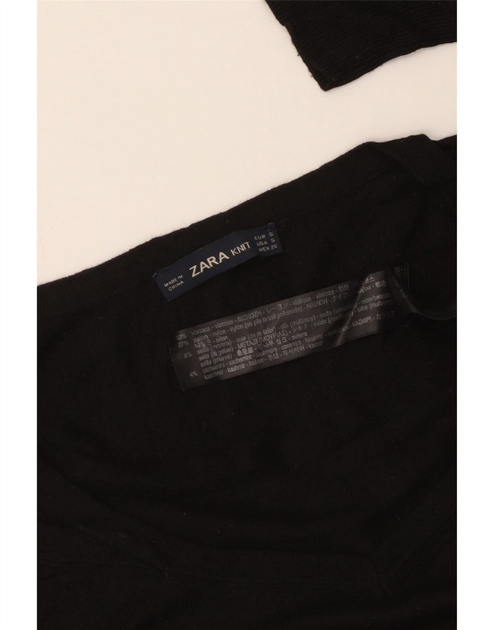 Maglione ZARA da donna oversize con scollo a V UK 10 piccolo in viscosa nera