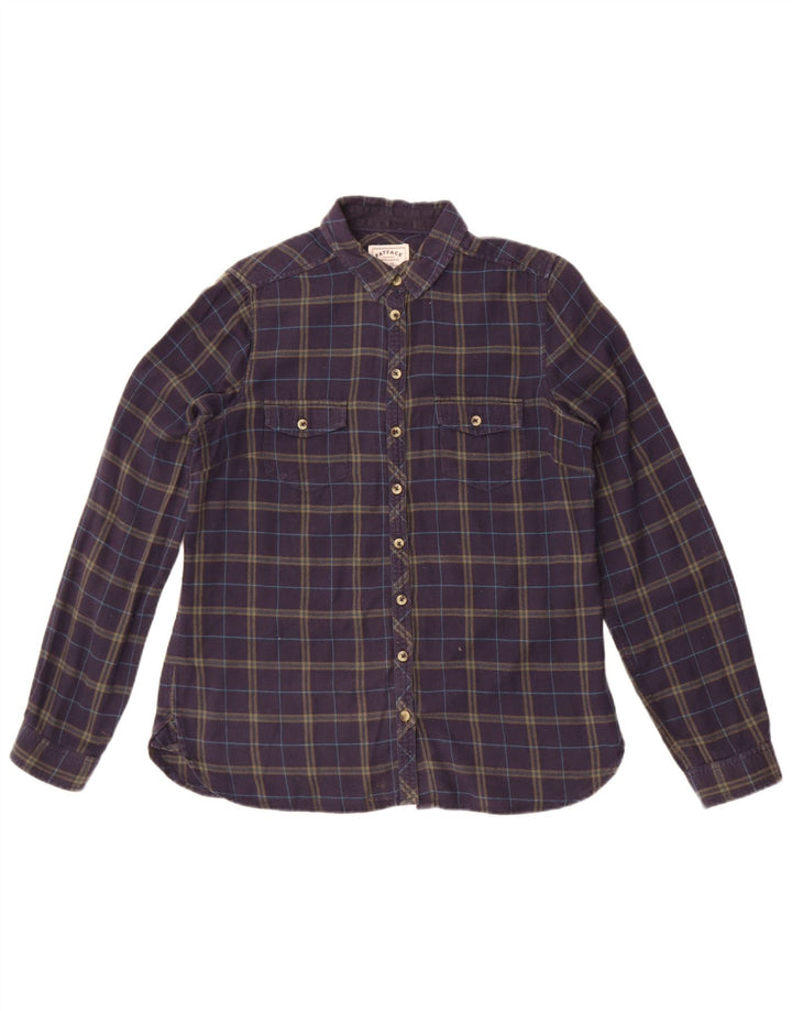 Camicia di flanella da donna Fat Face UK 12 Cotone medio a quadri blu navy