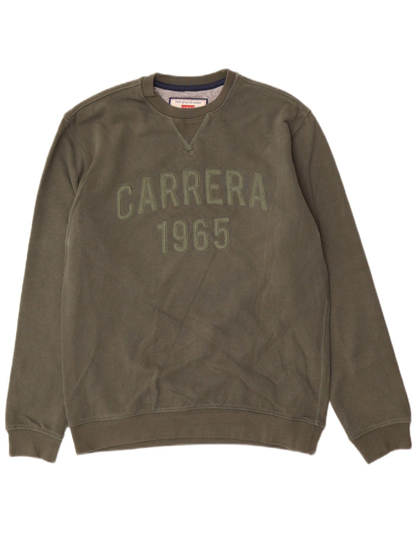 Carrera Mens Graphic Sweatshirt Jumper Small Khaki Cotton