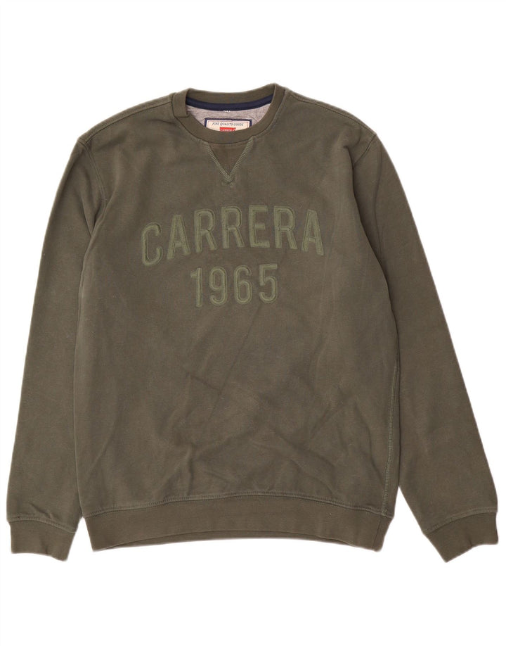Carrera Felpa grafica da uomo Maglione piccolo cotone kaki