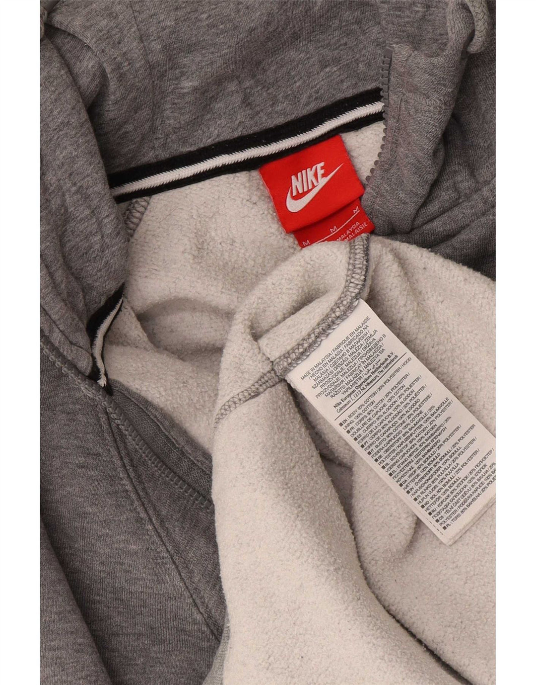 Felpa con cappuccio e zip Nike da uomo in cotone grigio medio