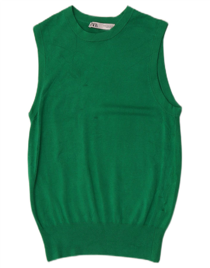 Canottiera da donna Zara UK 12 in viscosa verde medio