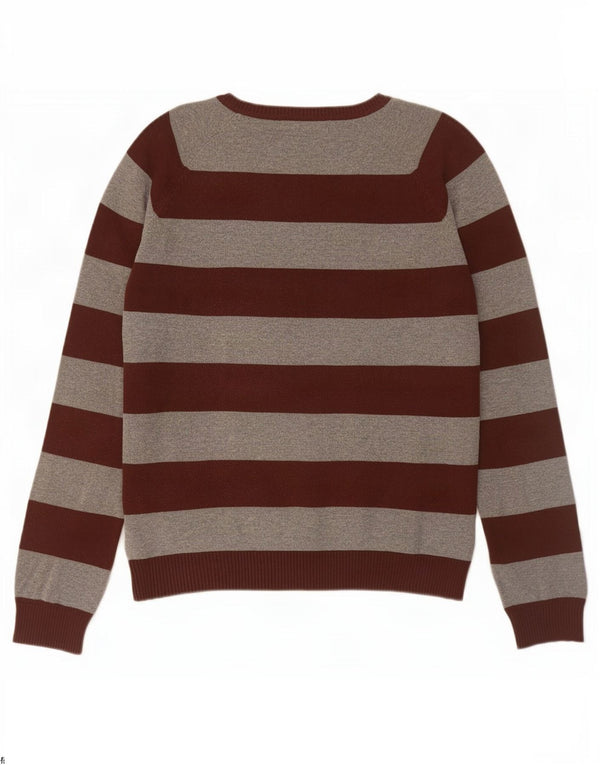 Maglione corto con scollo a V da donna Zara UK 14 Cotone a righe grandi grigie