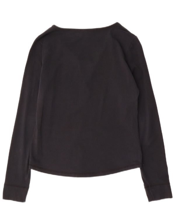 Armani Jeans Donna Crop Top Manica Lunga UK 18 Large Blu Navy