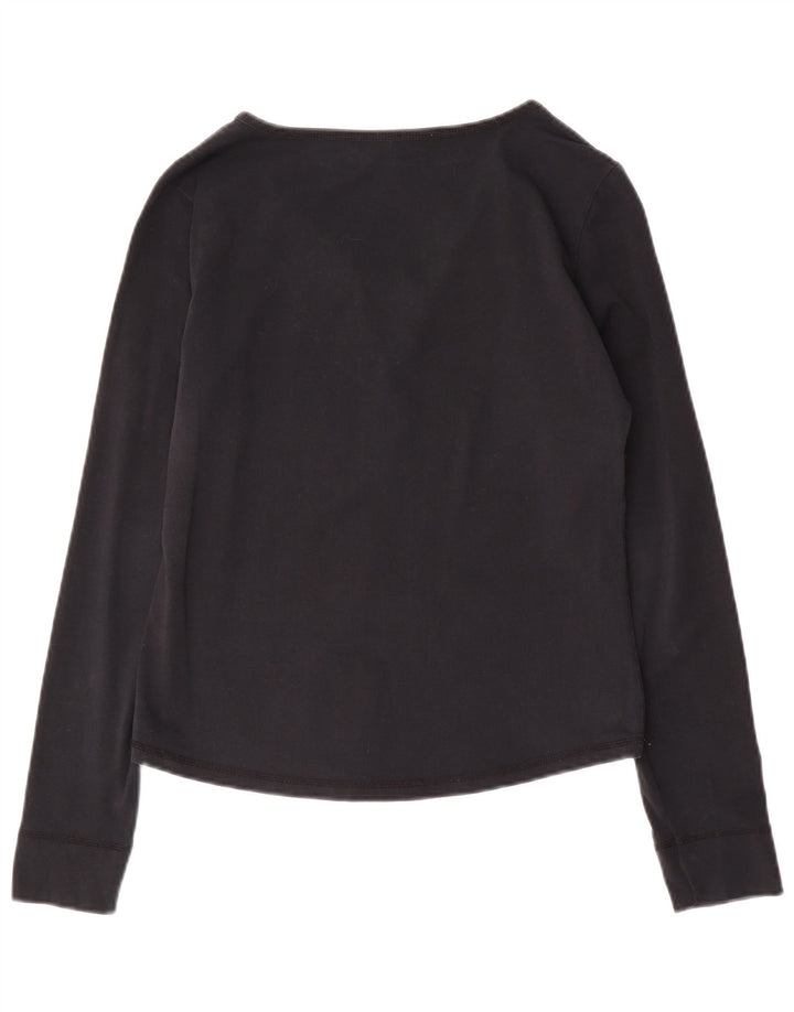 Armani Jeans Donna Crop Top Manica Lunga UK 18 Large Blu Navy