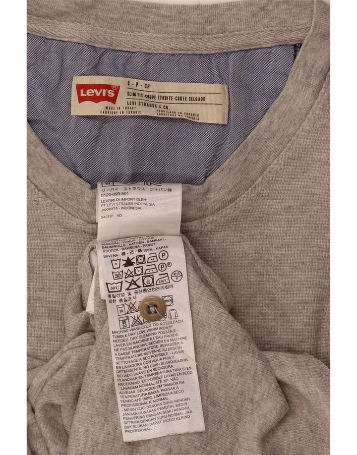 Levi's Uomo Slim Fit Top manica lunga piccolo cotone grigio