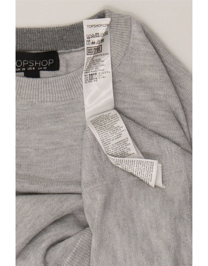 Maglione maglione girocollo oversize da donna Topshop UK 10 piccolo grigio