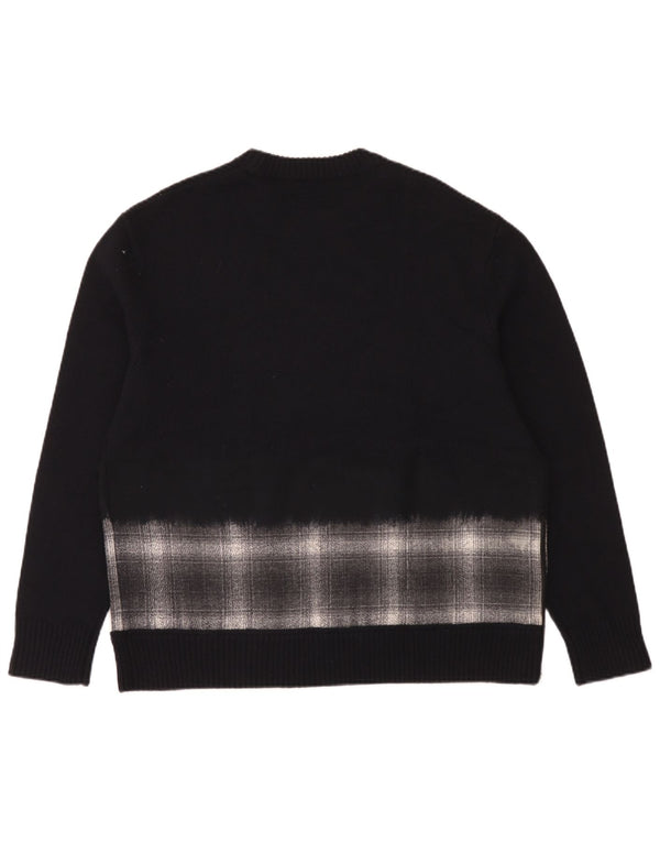Maglione maglione girocollo oversize da uomo di All Saints a quadri blu navy medio
