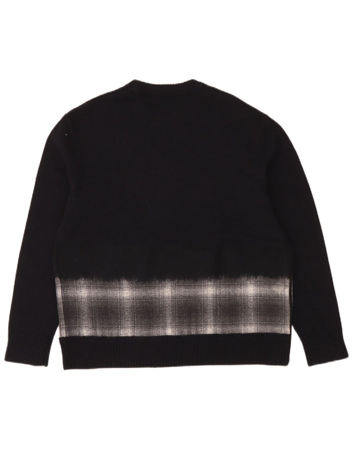 Maglione maglione girocollo oversize da uomo di All Saints a quadri blu navy medio