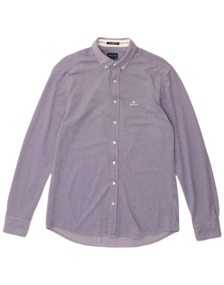 Gant Camicia da uomo vestibilità regolare taglia 39/40 15 3/4 cotone blu medio