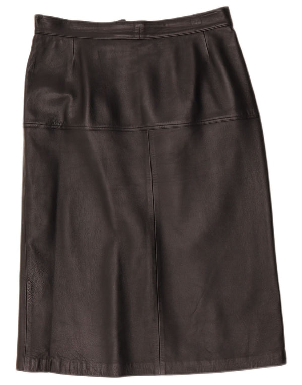 Gonna in pelle a vita alta da donna vintage IT 48 XL W32 Nera