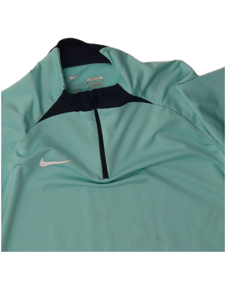 Top della tuta da ginnastica Nike Dri Fit con collo e zip da donna, UK 16, grande, turchese