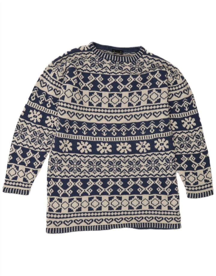 Maglione girocollo da uomo Impuls piccolo blu Fair Isle Ramie