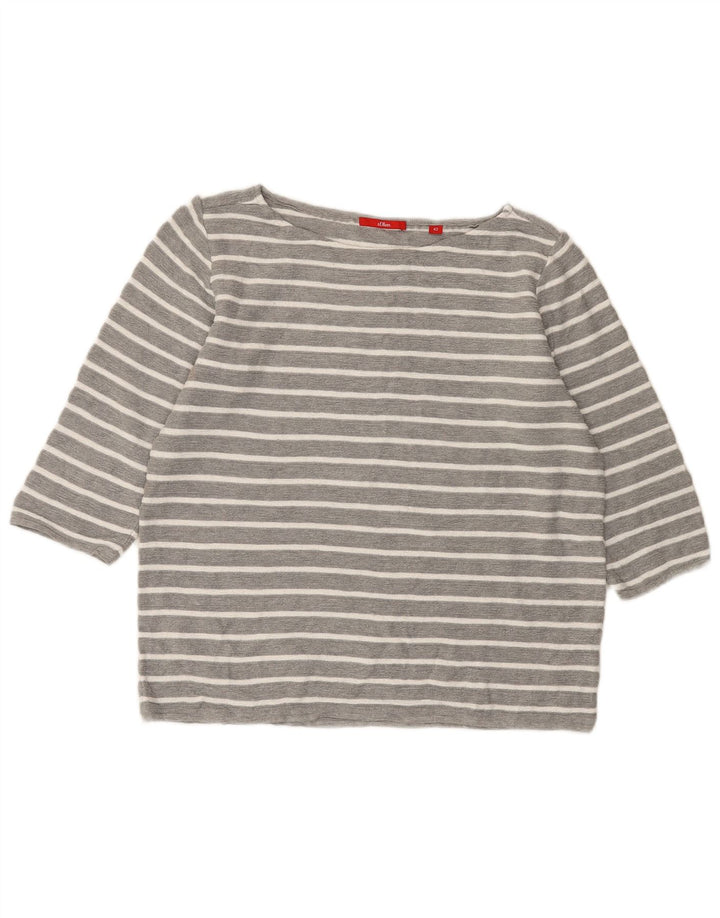 S.OLIVER Womens Top 3/4 Sleeve IT 42 Medium Grey Striped