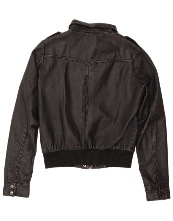 Giacca in pelle corta da donna H&M EU 38 pelle nera media