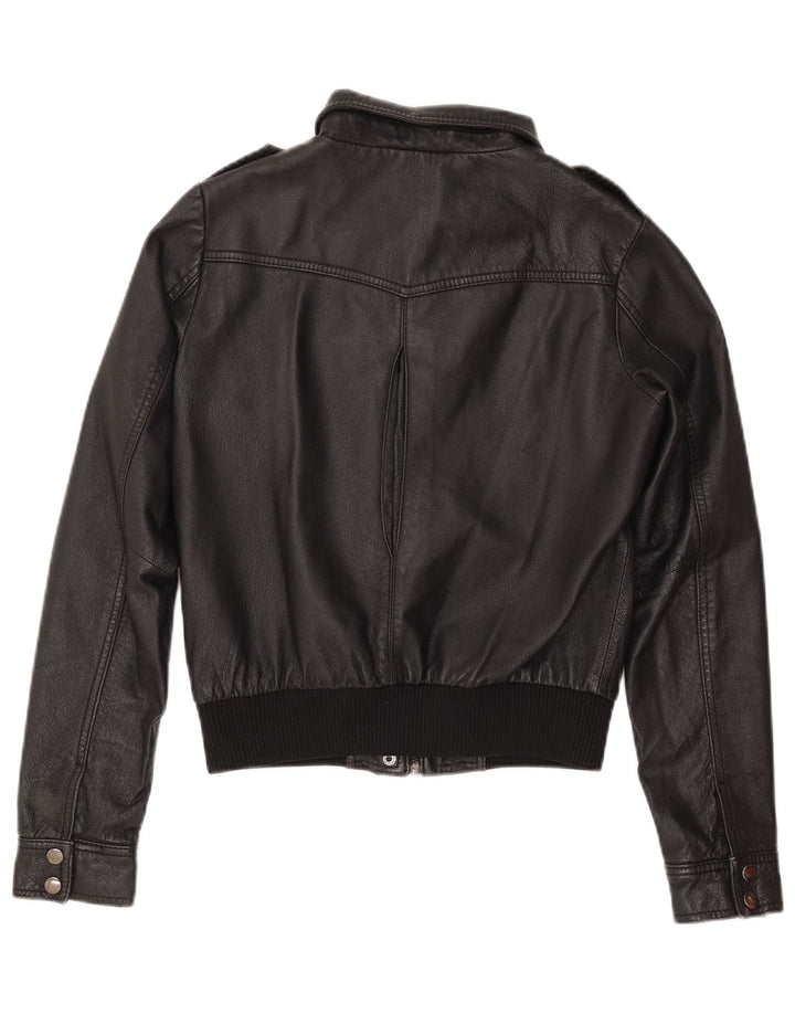 Giacca in pelle corta da donna H&M EU 38 pelle nera media