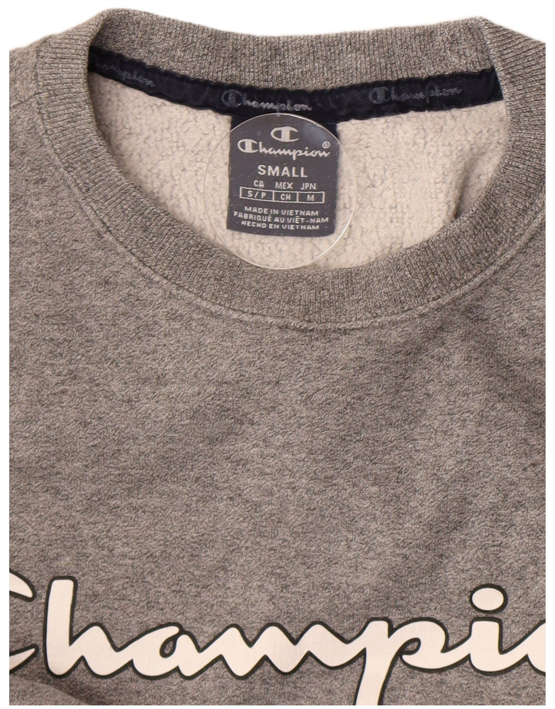 Felpa oversize con grafica da donna Champion, maglione UK 10 piccolo grigio