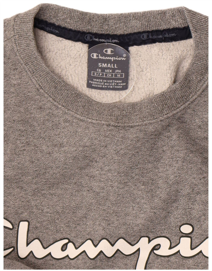 Felpa oversize con grafica da donna Champion, maglione UK 10 piccolo grigio