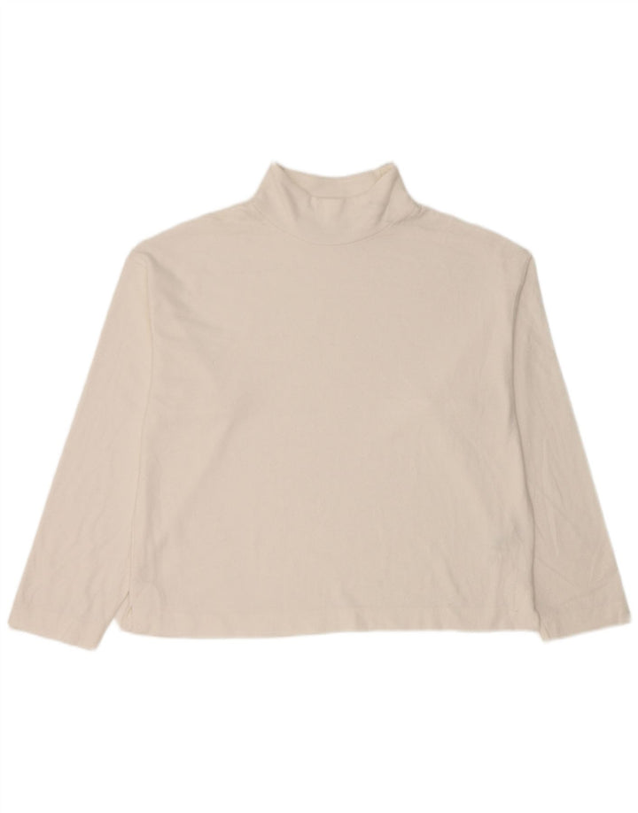 Top manica lunga da donna Marks & Spencer UK 12 poliestere bianco medio