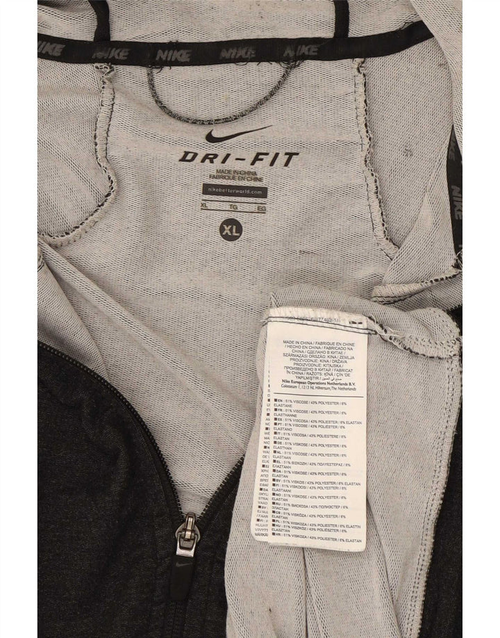 Felpa con cappuccio e zip Nike Dri Fit da uomo XL in viscosa grigia