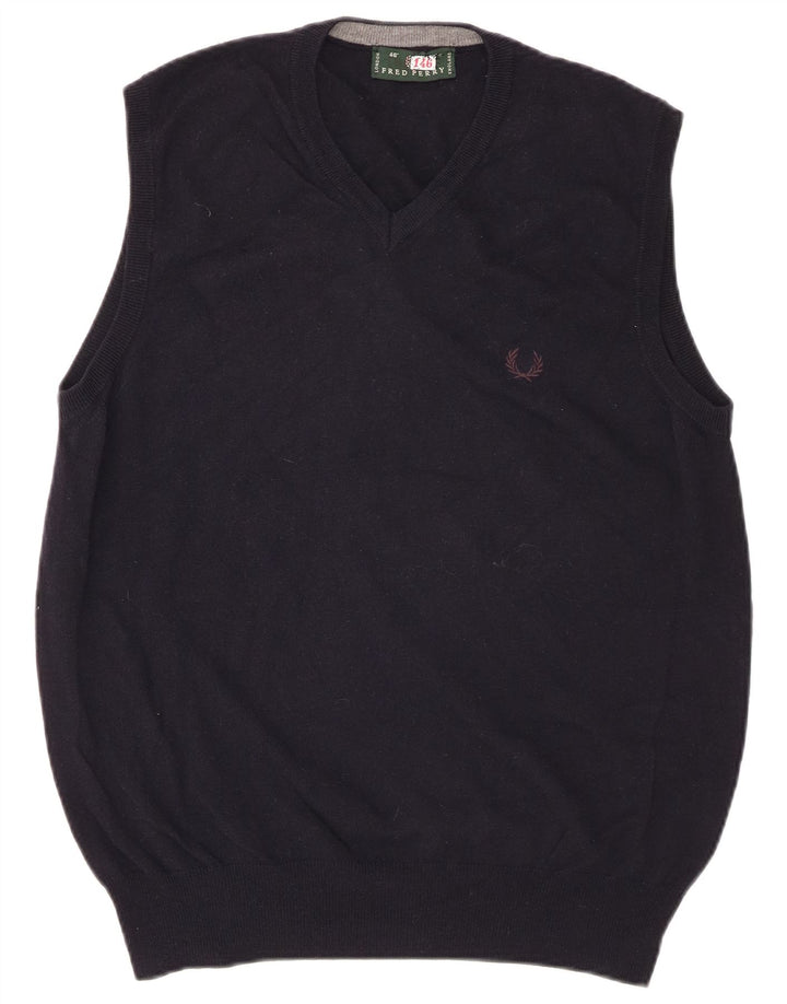 Canotta da uomo Fred Perry Canotta grande in lana blu navy