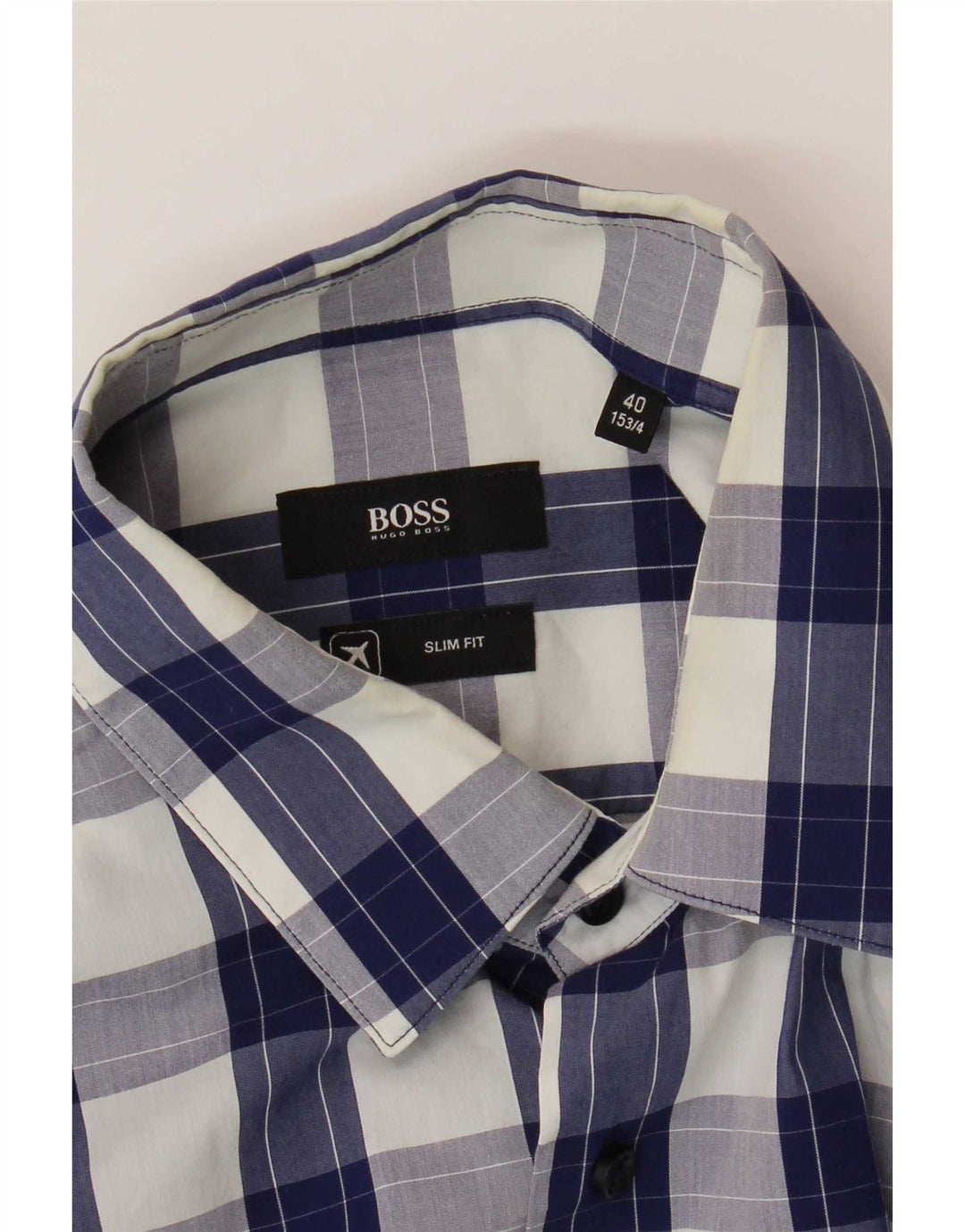 Camicia slim fit da uomo Hugo Boss taglia 40 15 3/4 quadri blu medio