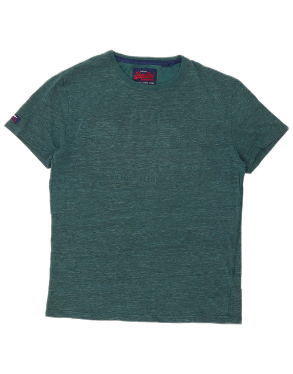 T-shirt grafica da uomo Superdry Top grande in cotone chiazzato verde