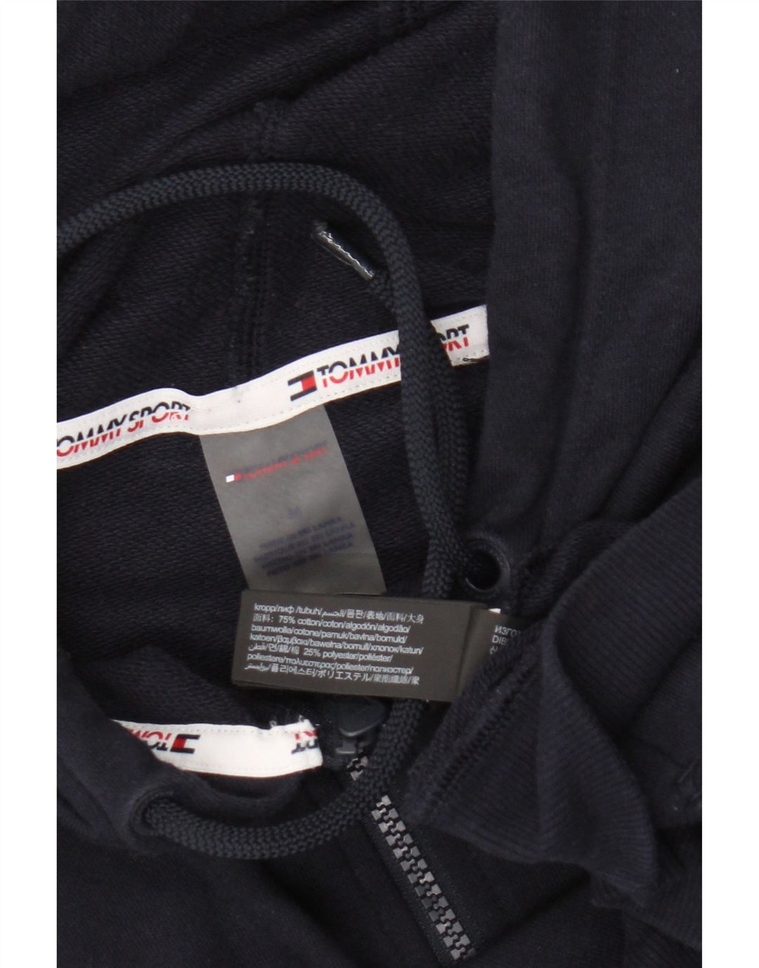 Maglione con cappuccio e zip da uomo Tommy Hilfiger in cotone blu navy medio