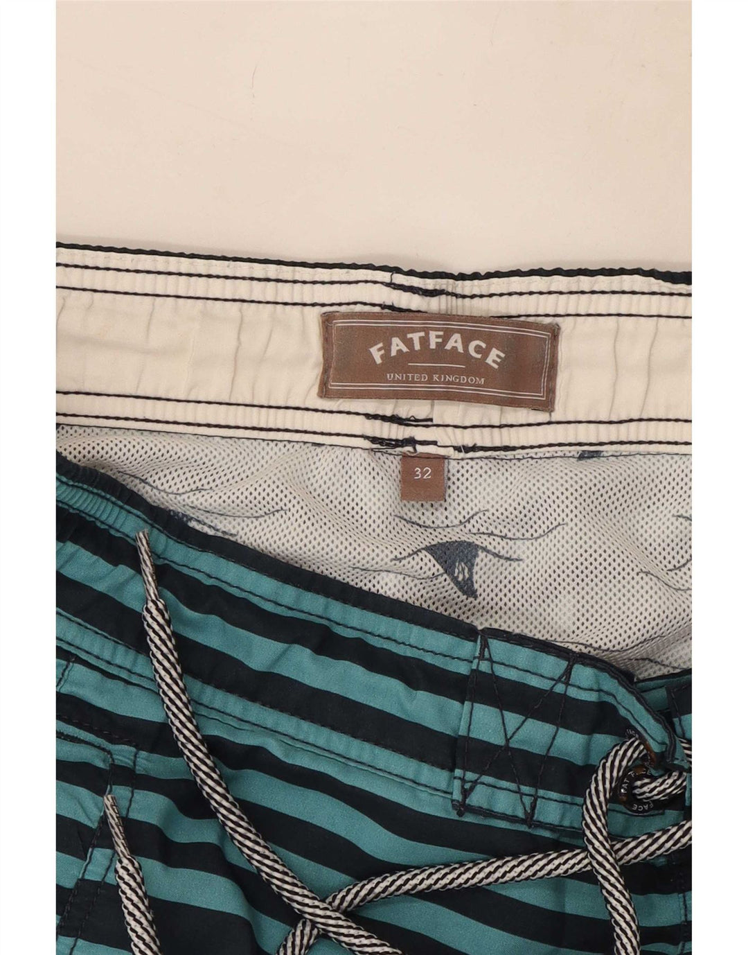 Pantaloncini da bagno da uomo Fat Face Poliestere a righe blu medio