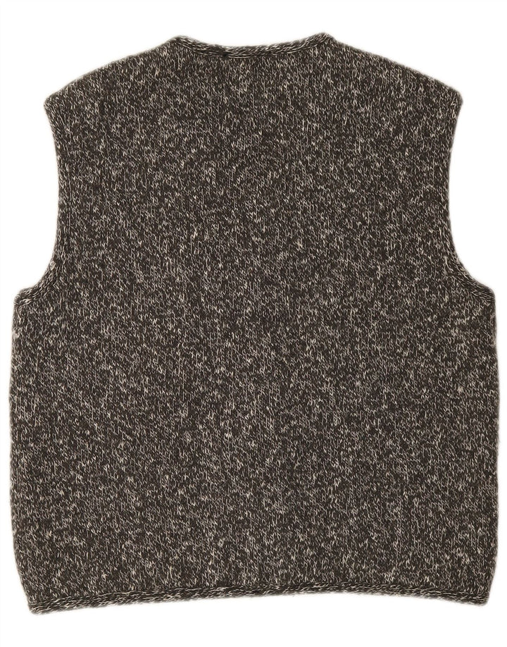 Gilet lavorato a maglia da donna vintage UK 16 grande lana screziata grigia