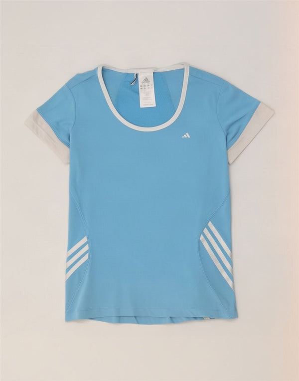 Maglietta Adidas Clima 365 da donna Top UK 10 Small Blu Colourblock