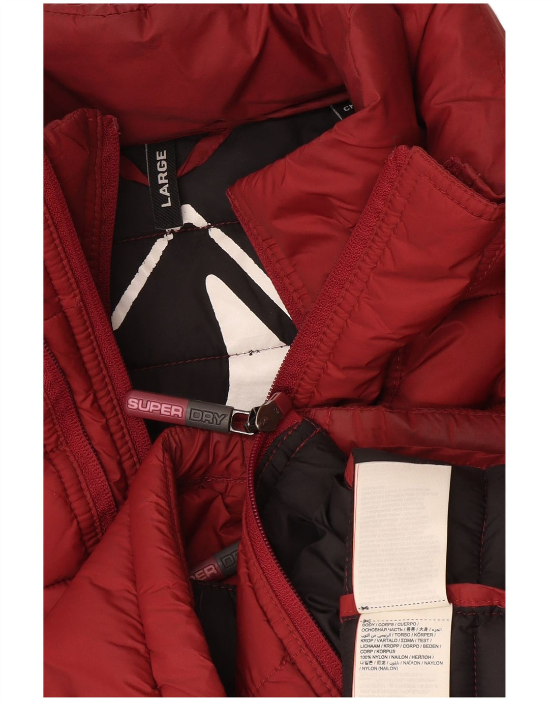 Giacca imbottita da uomo Superdry UK 40 Large Bordeaux Nylon