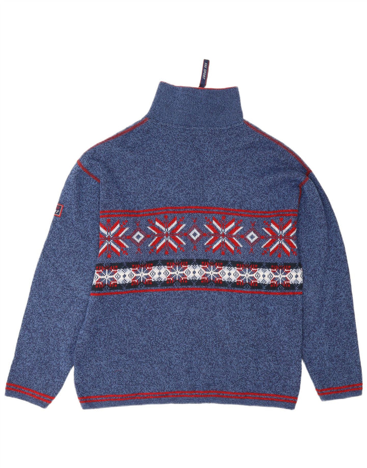Angelo Litrico Maglione da uomo con zip e collo Blu medio Fair Isle