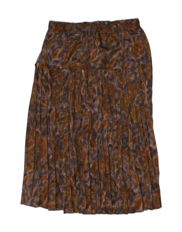 CONFEZIONI Womens Abstract Pattern Knife Pleated Skirt W28 Medium Brown Vintage Confezioni and Second-Hand Confezioni from Messina Hembry 