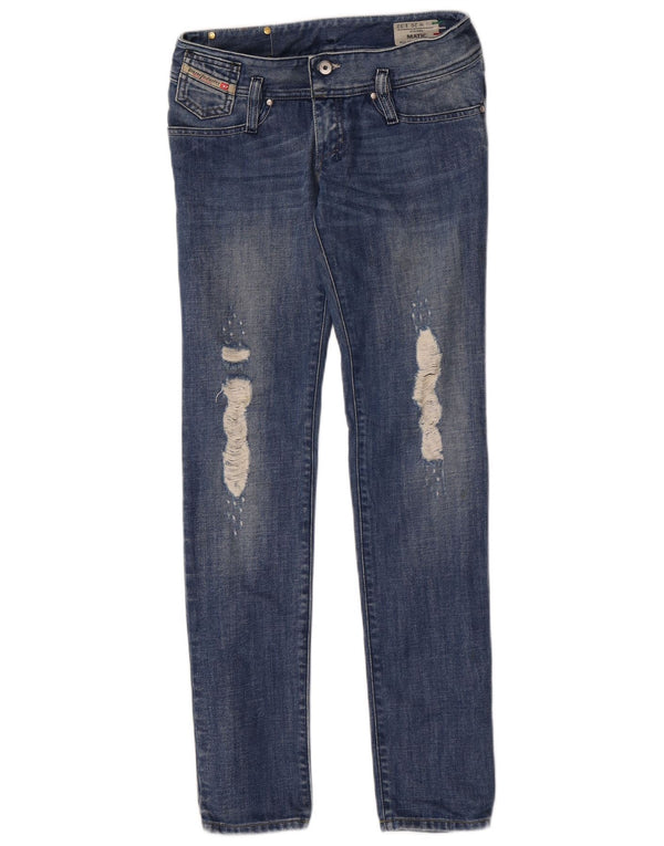Diesel Womens Matic Distressed Slim Jeans W26 L32 Blue Cotton