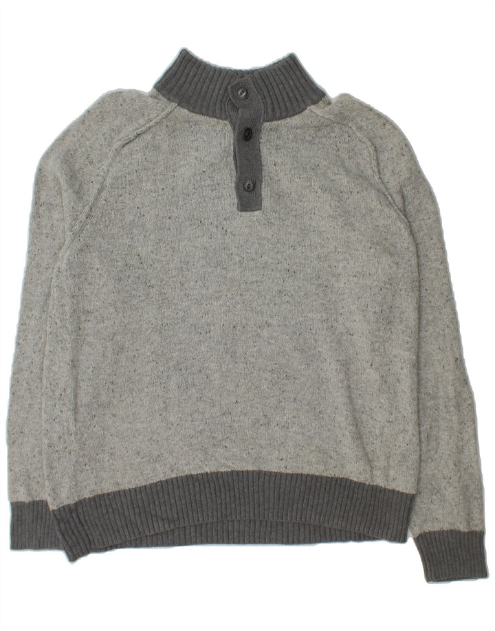 CONVERSE Mens Button Neck Jumper Sweater Large Grey Flecked Cotton Vintage Converse and Second-Hand Converse from Messina Hembry 