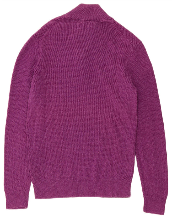 Massimo Dutti Maglione da uomo con zip e collo in cotone viola medio