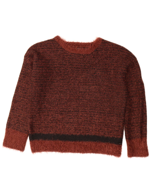 Replay Maglione da donna con scollo a barchetta UK 10 Piccolo acrilico screziato marrone