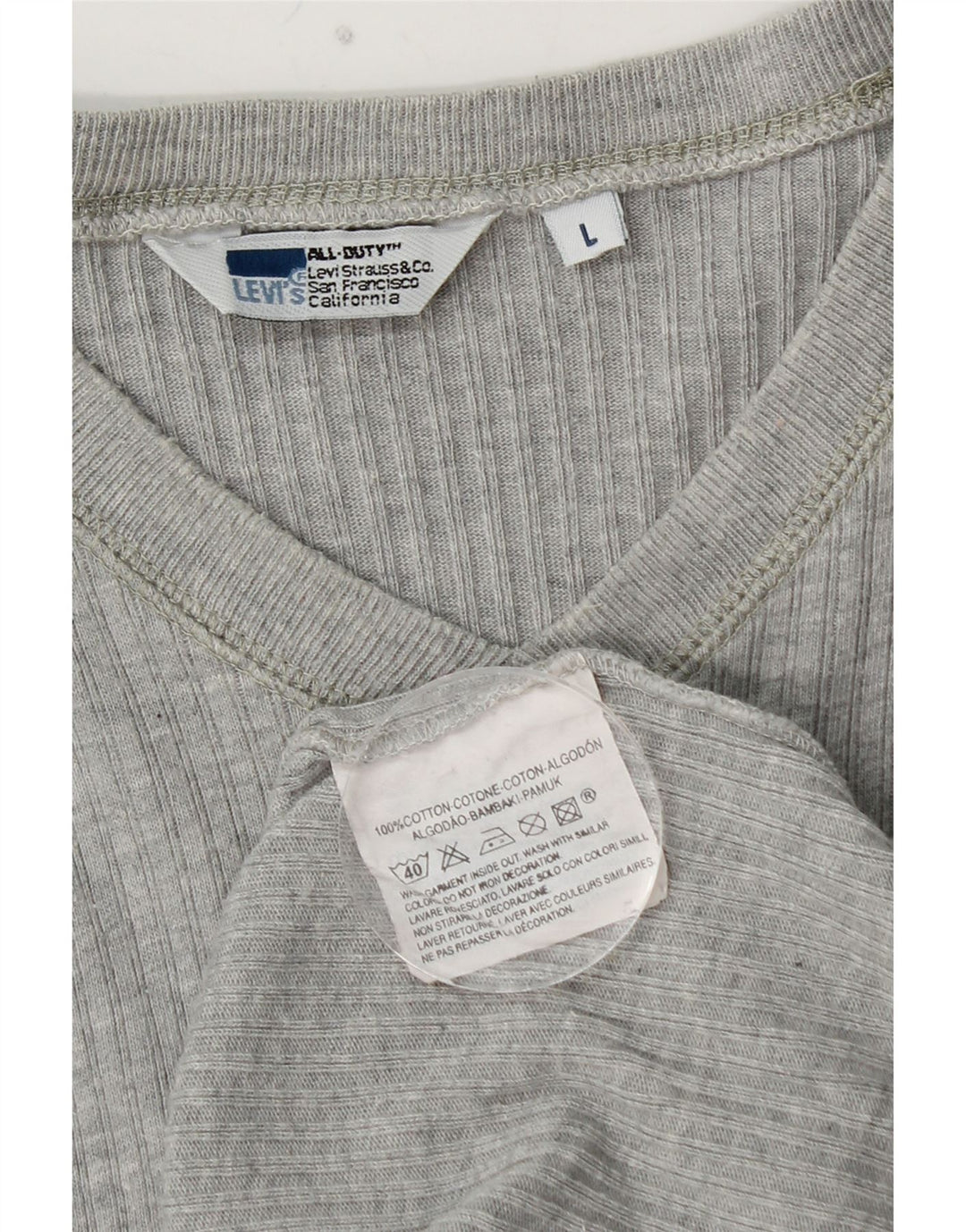 LEVI'S Top da uomo a manica lunga grande in cotone grigio