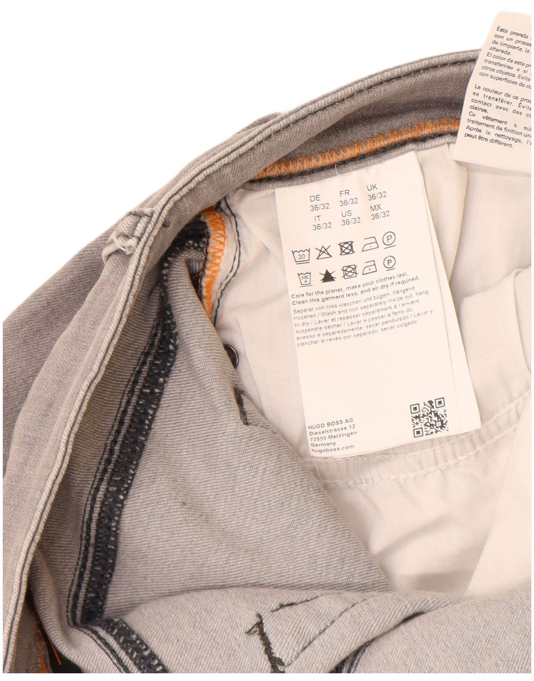 Jeans dritti da uomo Hugo Boss W36 L30 cotone grigio
