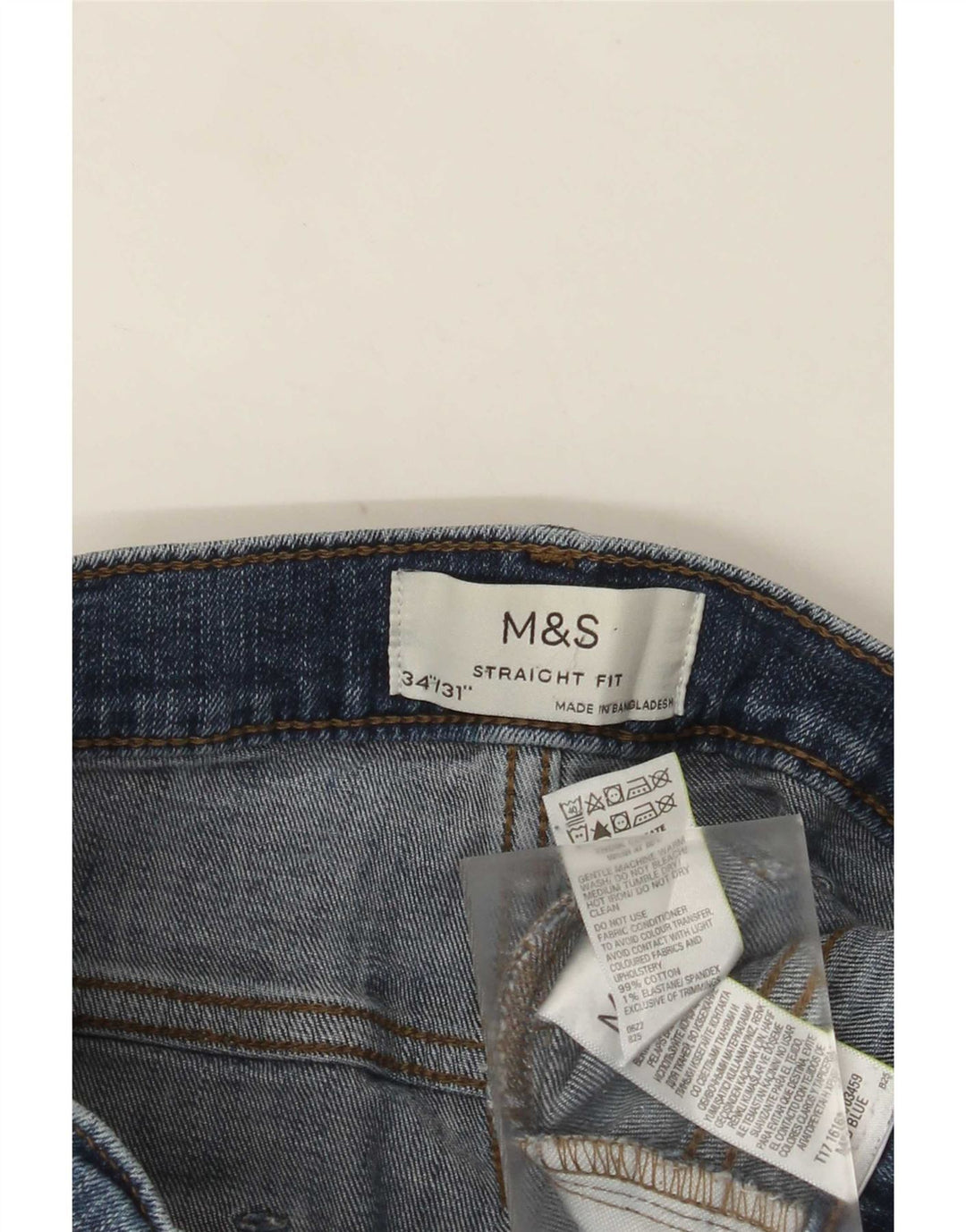 Jeans dritti da uomo Marks & Spencer W34 L31 cotone blu