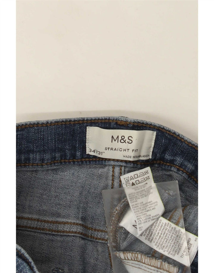 Jeans dritti da uomo Marks & Spencer W34 L31 cotone blu