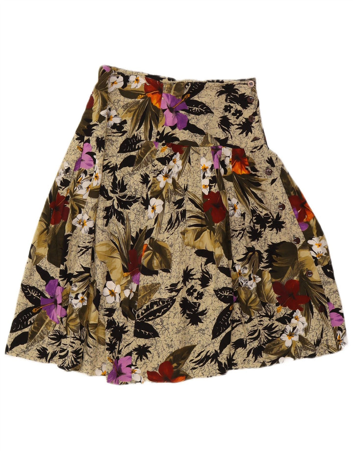 Gonna a trapezio da donna vintage W26 piccola floreale beige