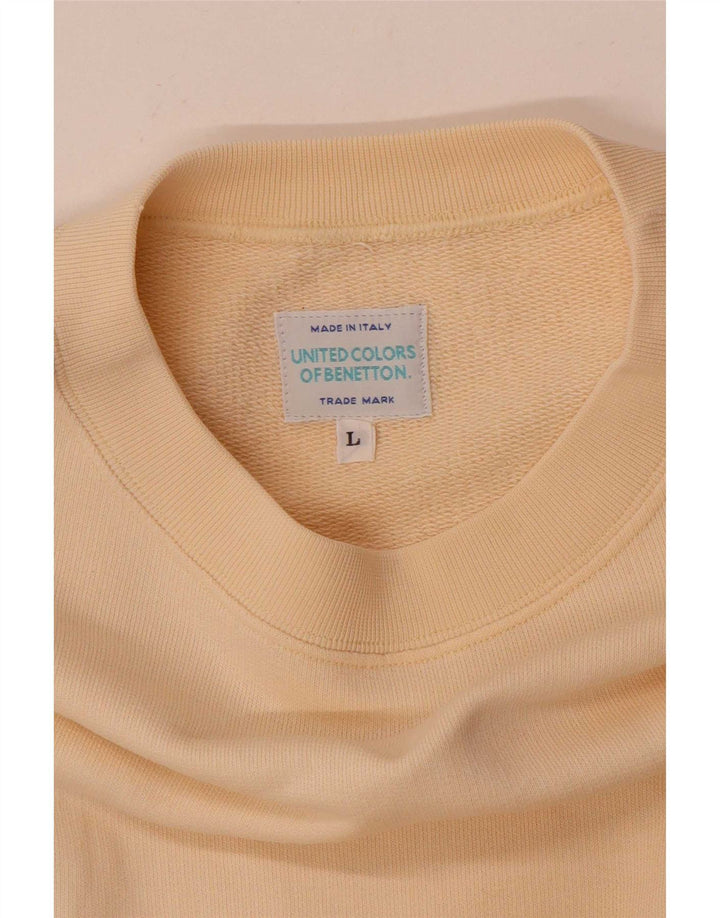 Benetton Felpa da uomo Maglione grande Beige