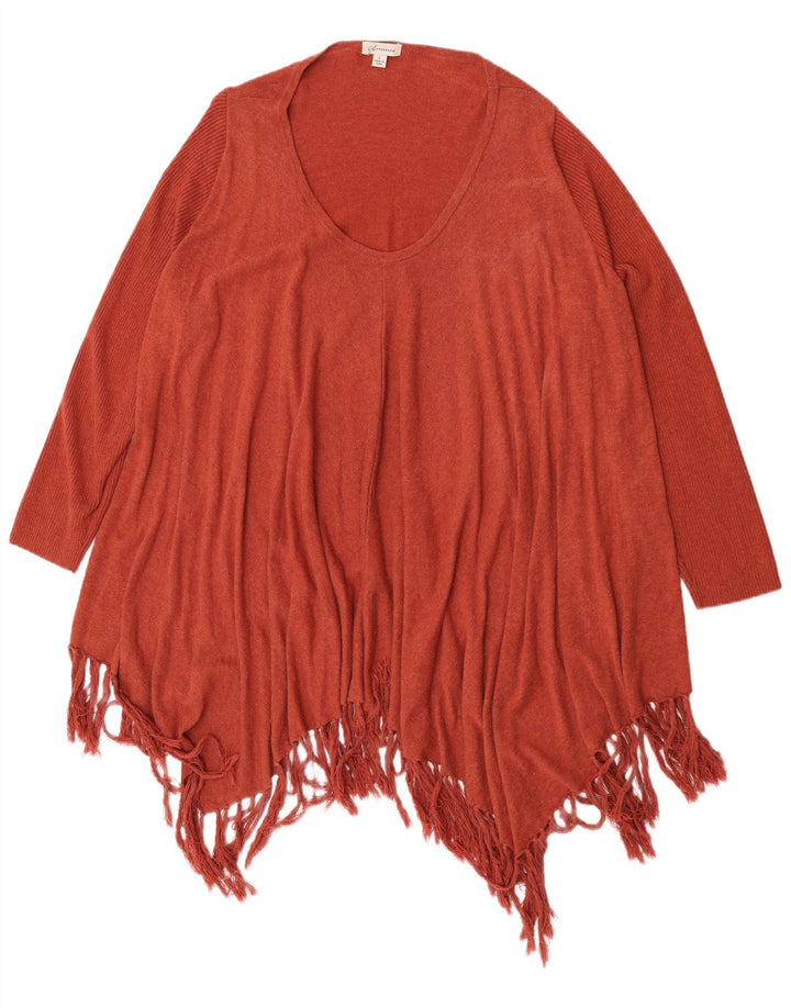 Maglione poncho autografo da donna Marks & Spencer UK 16 grande cotone marrone
