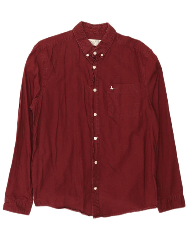 Camicia slim fit da uomo Jack Wills in cotone bordeaux medio