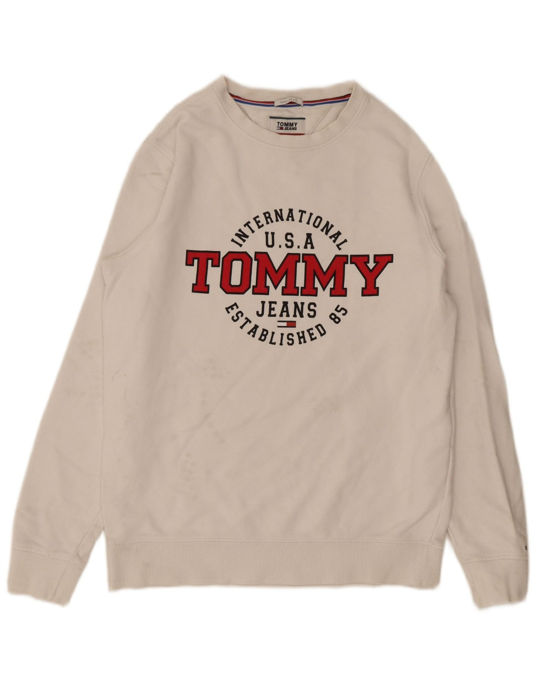 Tommy Hilfiger Uomo Regular Fit Felpa Maglione Cotone Bianco Medio