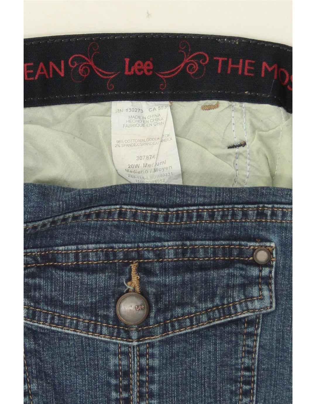 Jeans dritti da donna Lee US 20 2XL W40 L30 Cotone blu